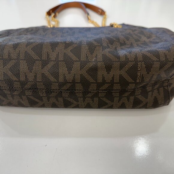 Michael Kors Jet Set Travel Brown Top Zip MK Signature Purse w/ Wallet - Picture 6 of 14